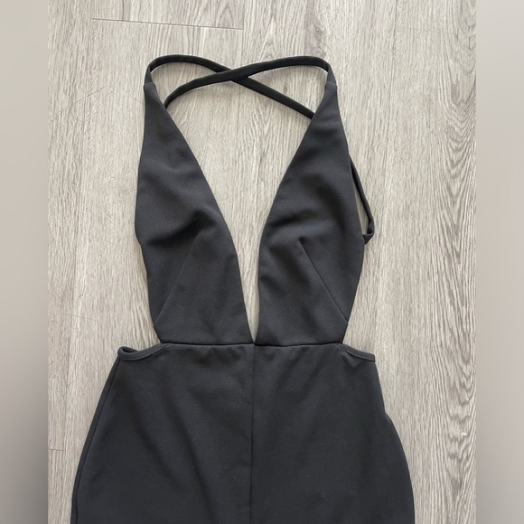 Solace London black plunge v neck midi dress size 2 - Picture 4 of 7